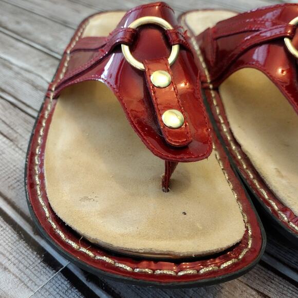 Alegria | Sangria Red Patent Leather Sandals #POR-124 Women's 40 / US 9.5-10 - Picture 3 of 9